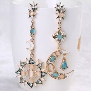 BOHEMIAN Sun & Moon Goldtone Stud Earrings